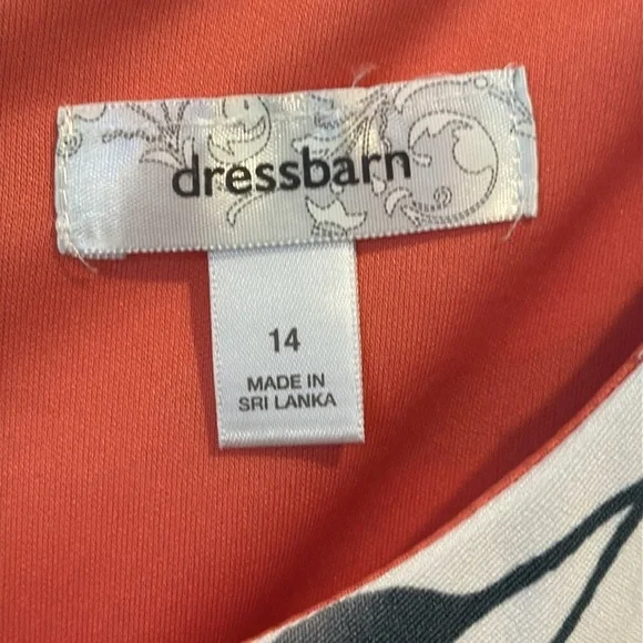 Dress barn, floral, coral, pink, and green on white sheath midi sleeveless dress - Picture 6 of 7